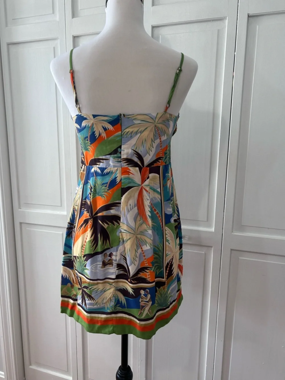 Farm Rio Scarf Tropical Print Tie-Front Mini Dress - S - Picture 4 of 16